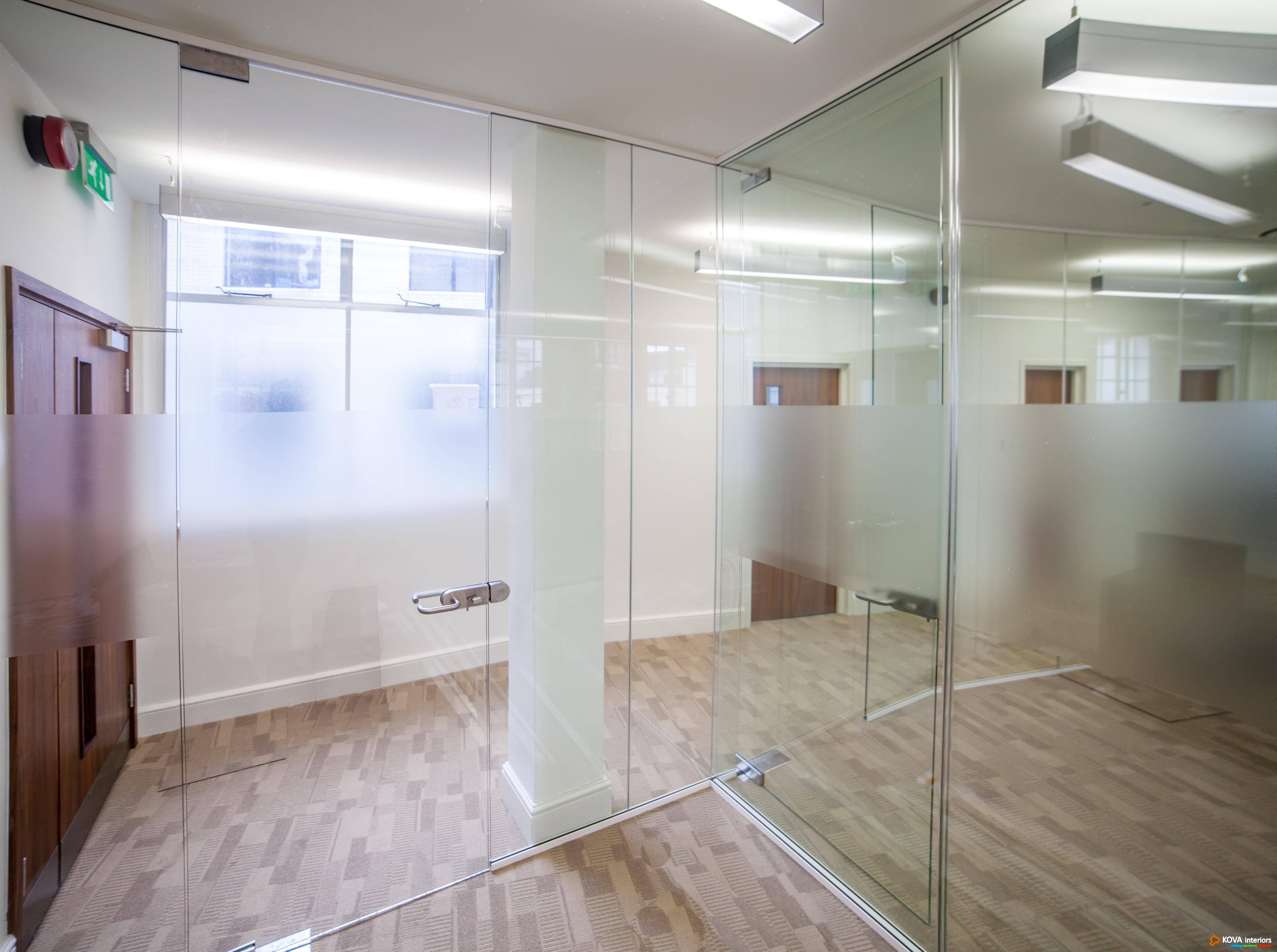 Double Glazed Partition Installation Of Glass Partitions At A Bargain Price Order Installation Of The Frameless Double Glazing Systems On The Website Kovapartitions Co Uk