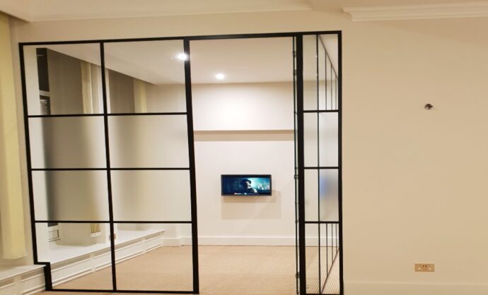 Glass Partition with door- Supplied and installed by kova partitions