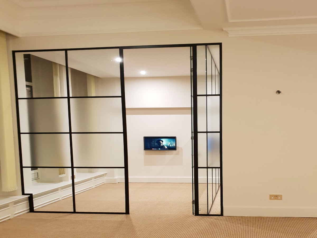 Glass Partition with door- Supplied and installed by kova partitions