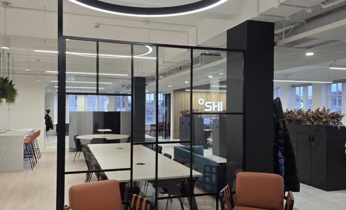 Kova Partitions recent glass partition project of a workspace