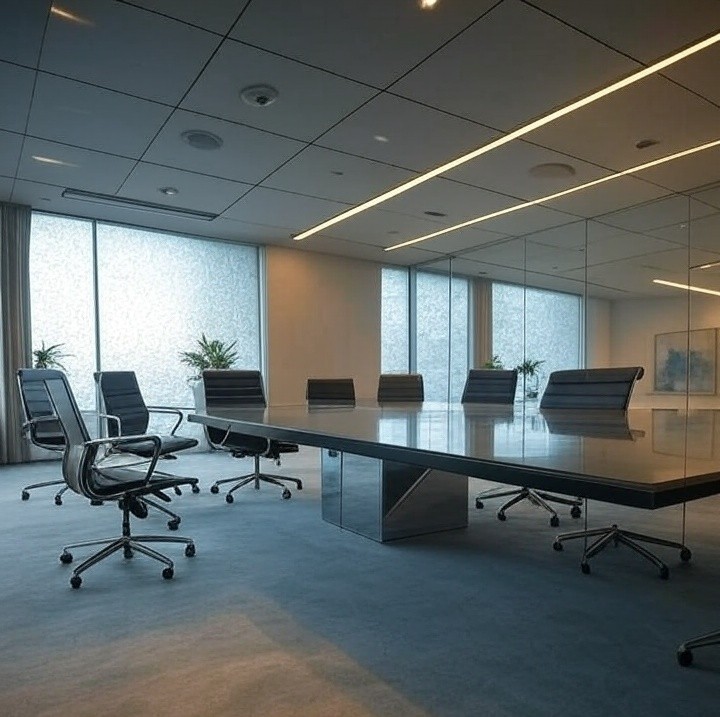 mirror wall cladding and frosted glass partition in london-Kova partitions
