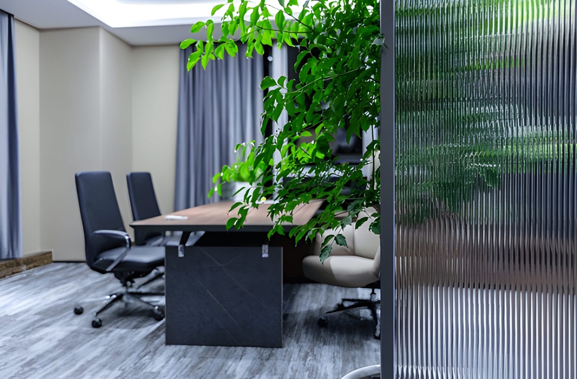 Textured glass partition-Kova Partitions