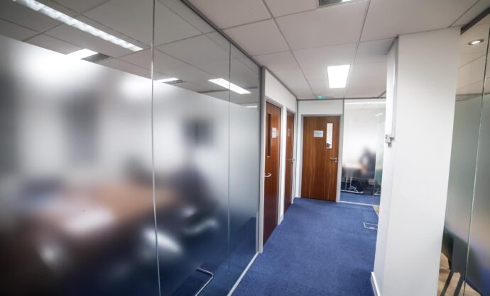 Frosted glass partition