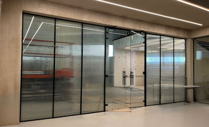 Office frosted glass wall divider