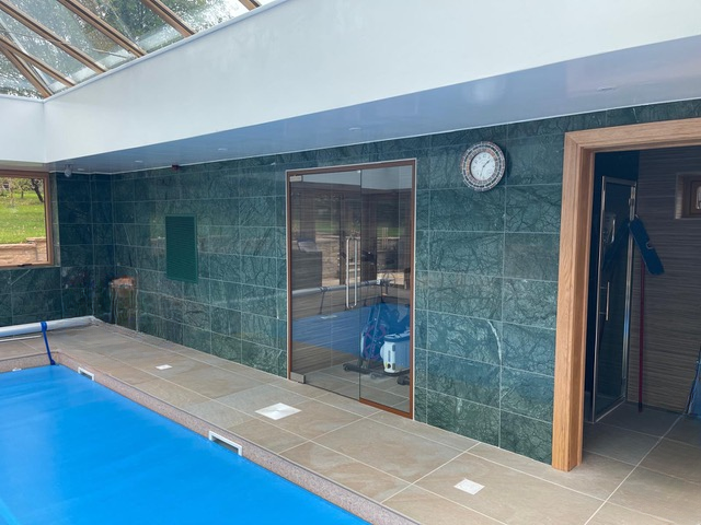 Framed glass partition- Wet pool area Framed glass partition- Wet pool area