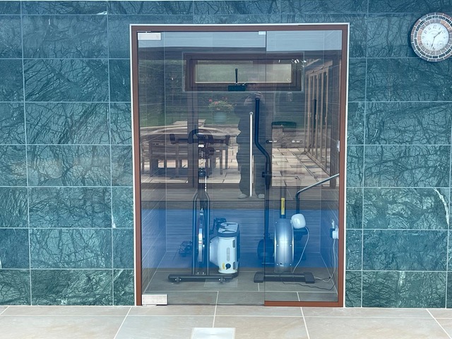 Framed glass partition- Wet pool area Framed glass partition- Wet pool area